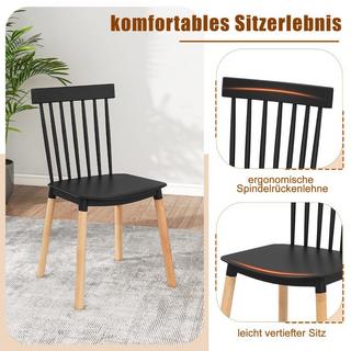 Northix Ensemble de 4 chaises de salle à manger avec dossiers à fuseaux et sièges incurvés Chaises sans accoudoirs Noir  