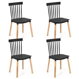 Northix Ensemble de 4 chaises de salle à manger avec dossiers à fuseaux et sièges incurvés Chaises sans accoudoirs Noir  