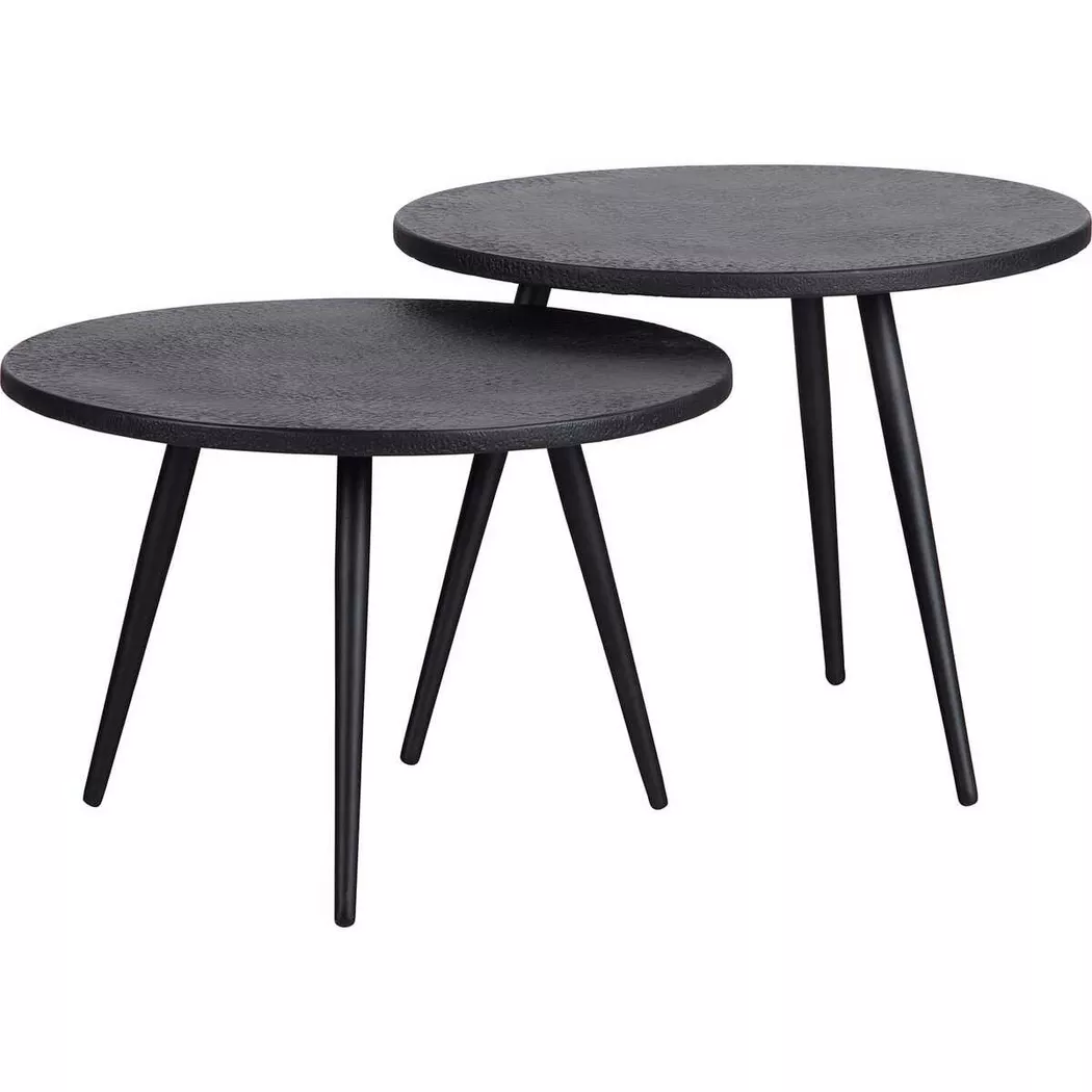 mutoni - Tavolino Suze legno metallo nero (set di 2), One Size