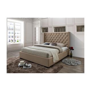 Vente-unique Letto matrimoniale con testiera capitonné 180 x 200 cm in Tessuto Beige - MASSIMO  