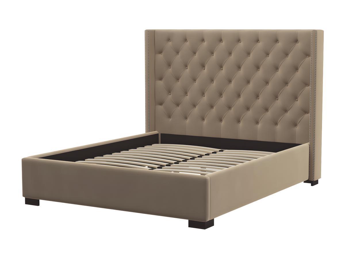 Vente-unique Letto matrimoniale con testiera capitonné 180 x 200 cm in Tessuto Beige - MASSIMO  