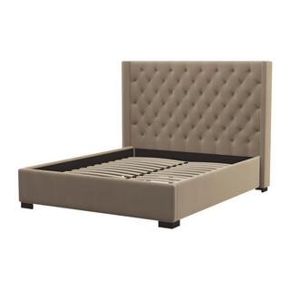 Vente-unique Letto matrimoniale con testiera capitonné 180 x 200 cm in Tessuto Beige - MASSIMO  