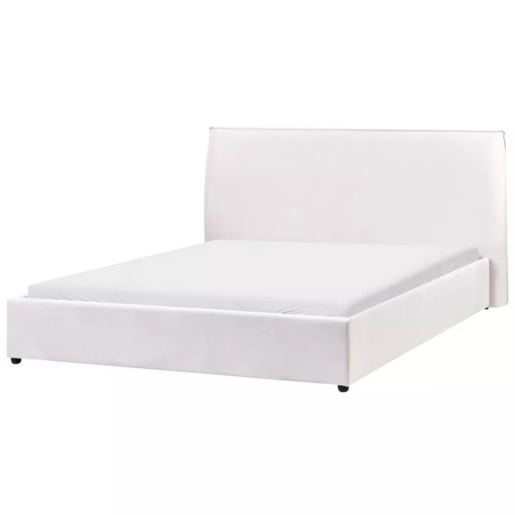 Beliani - Wasserbett aus Samtstoff  LAVAUR, Schneeweiss