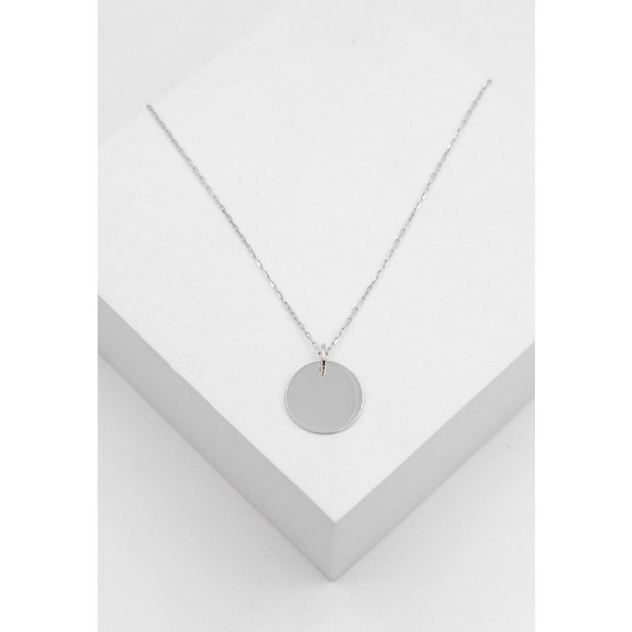 MUAU Schmuck  Anhänger Gravurplatte Weissgold 750 rund 16mm 