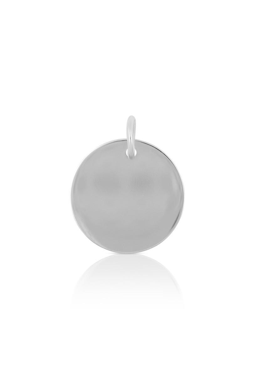 MUAU Schmuck  Pendentif plaque à  graver or blanc 750 rond 16mm 