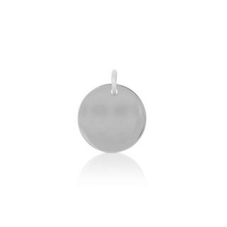 MUAU Schmuck  Pendentif plaque à  graver or blanc 750 rond 16mm 