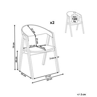 Beliani Lot de 2 chaises de salle à manger en Contreplaqué Traditionnel YUBA  