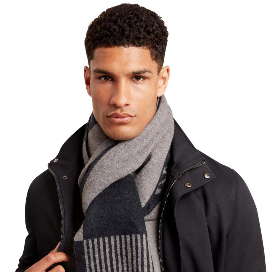 TED BAKER  Sciarpa Scrittura Lavorato A Maglia Reversibile 
