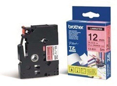 brother Nastro laminato su colore fluorescente Brother TZe TZe-B31 Colore Nastro: Arancione segnale Colore carattere:Nero 12 m  