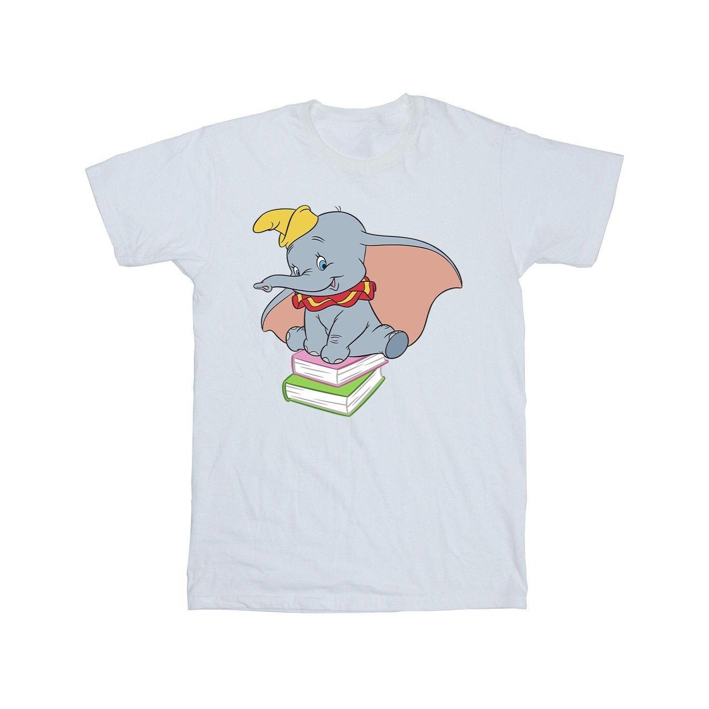 Image of Dumbo Sitting On Books Tshirt Unisex Weiss 140/146