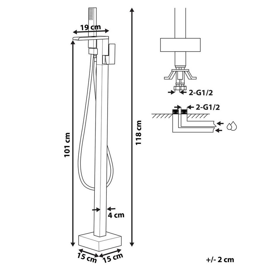 Beliani Robinet de baignoire autoportante en Laiton  BOYOMA  