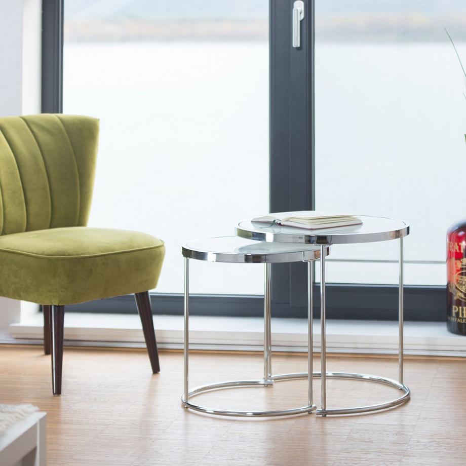 B2X Runder Beistelltisch in Silber  