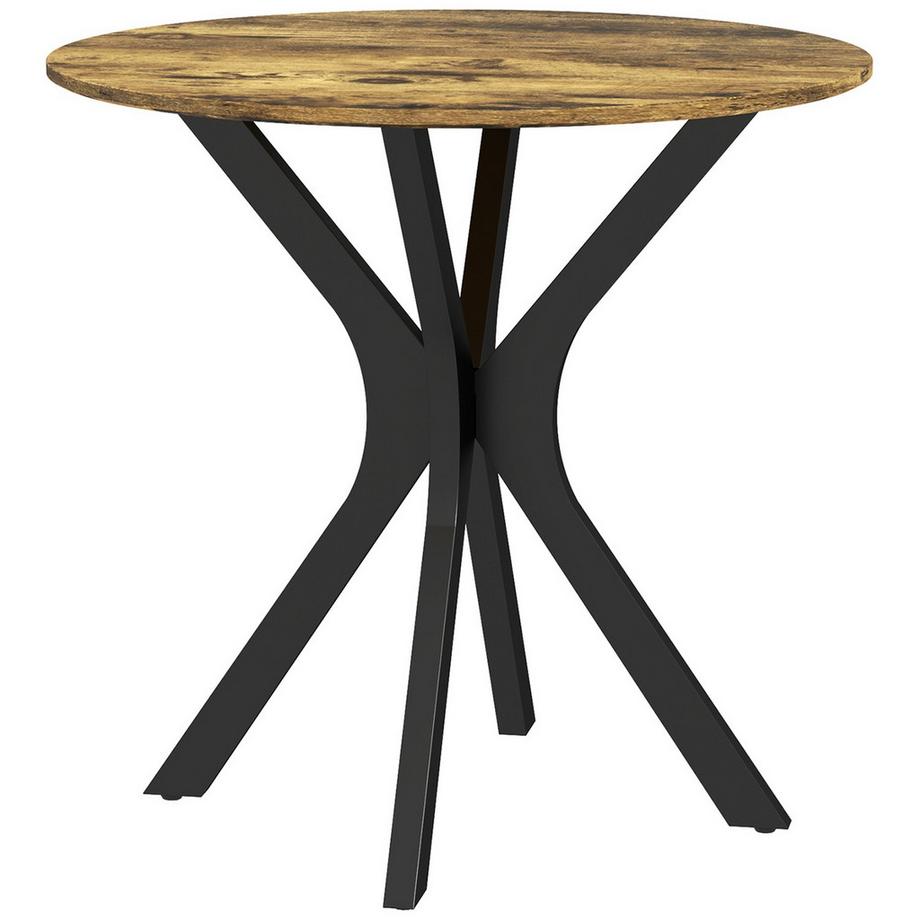 Esstisch, Runder Küchentisch, Moderner Esszimmertisch Kaffeetisch mit Spider-Stahlgestell, Bartisch für 2 Personen, Ø78 x 75 cm, Rustikales Braun