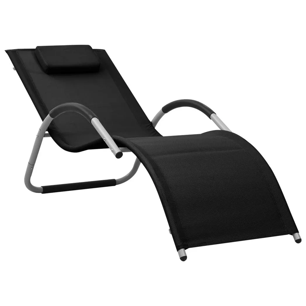 Vidaxl - Chaise longue textilène noir et gris