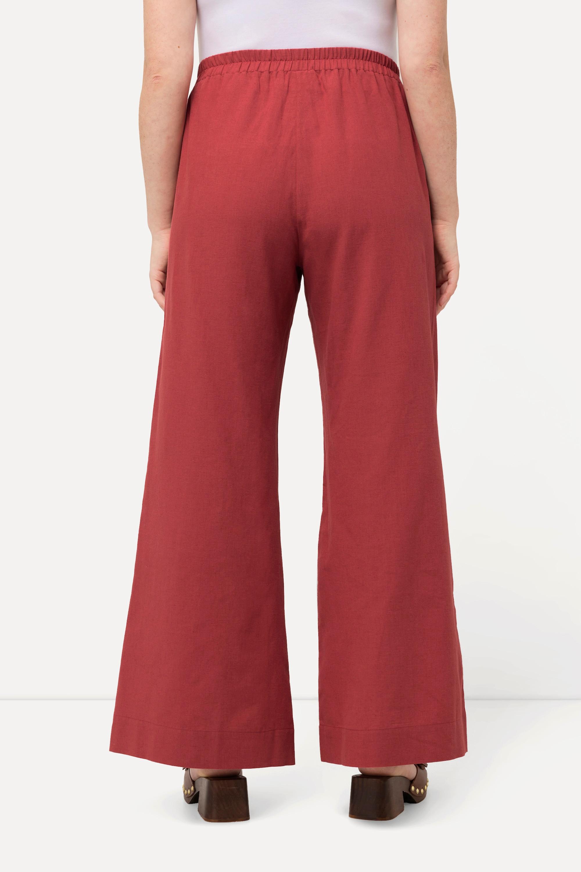 Ulla Popken  Pantaloni palazzo in lino misto con cintura elastica e taglio della gamba ampio 