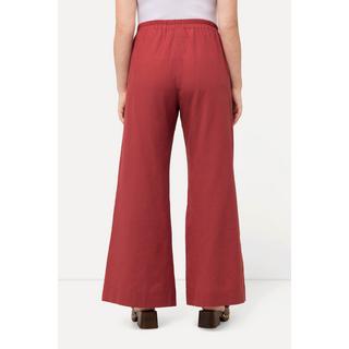 Ulla Popken  Pantaloni palazzo in lino misto con cintura elastica e taglio della gamba ampio 