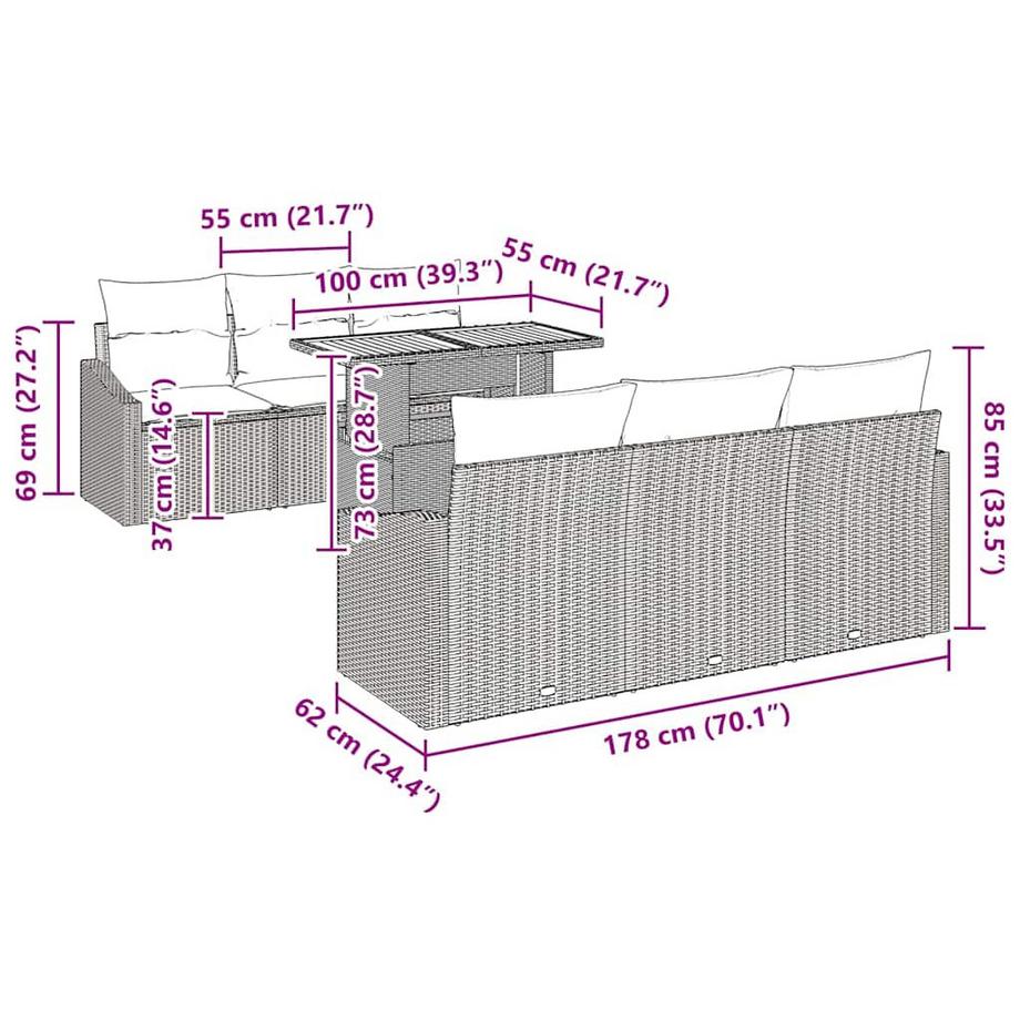 VidaXL Set di Mobili da Esterno Polyrattan  