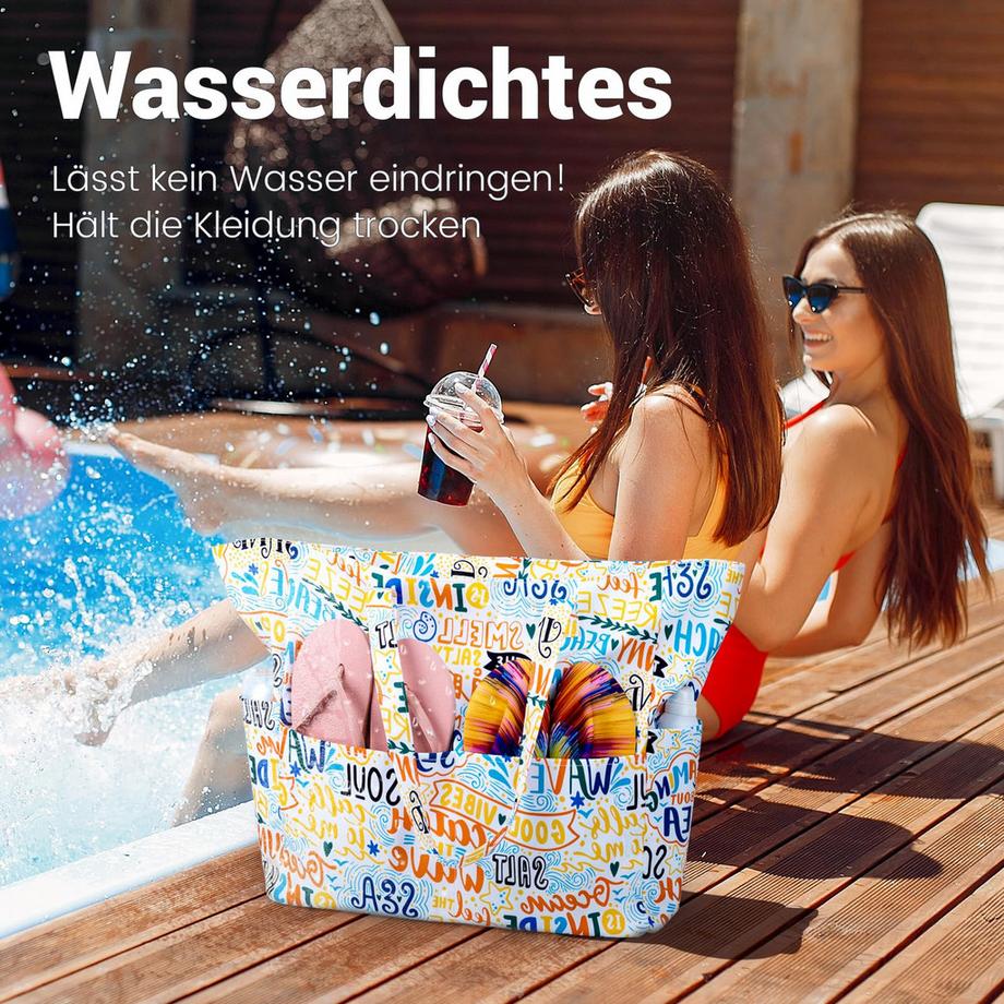 Only-bags.store Strandtasche mit Reißverschluss Leichte faltbare große Schwimmbadtasche  