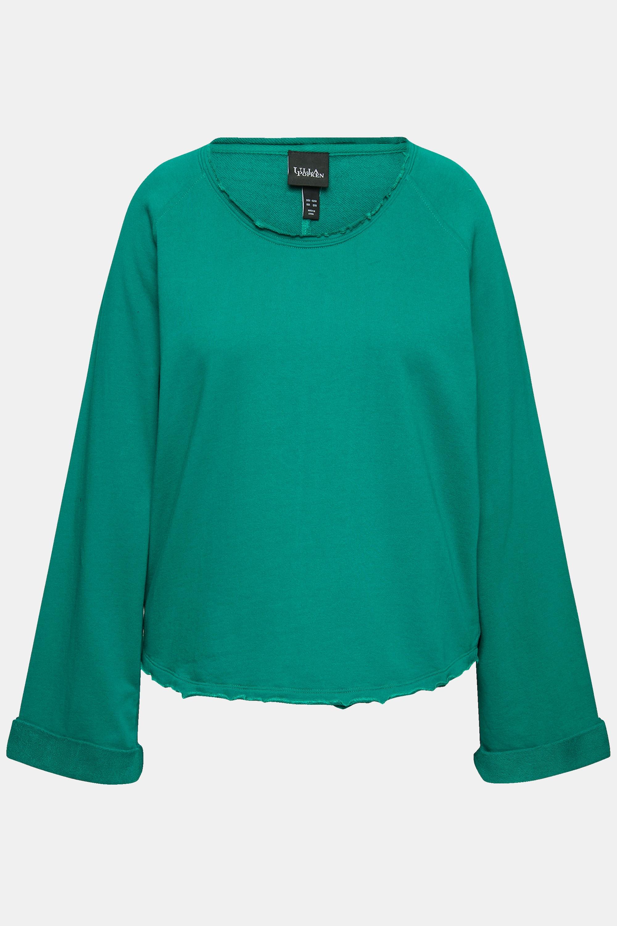 Ulla Popken  Sweatshirt, Rollkanten, Rundhals, Raglan-Langarm 