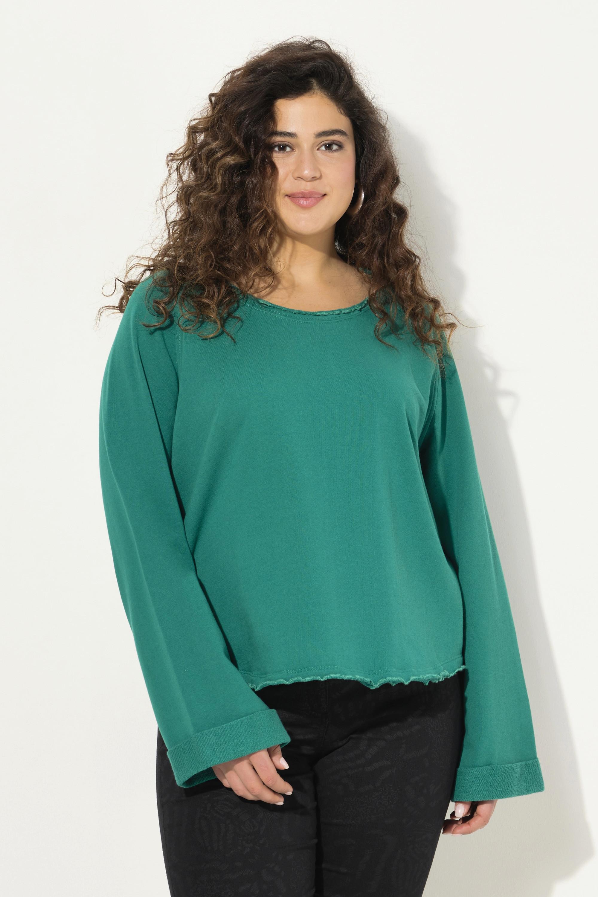 Ulla Popken  Sweatshirt, Rollkanten, Rundhals, Raglan-Langarm 