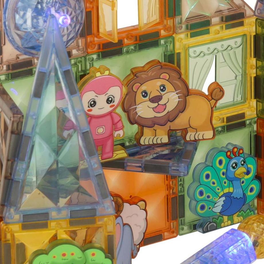 B2X  Blocchi magnetici da costruzione 3D parco animali luminosi 90 el. 