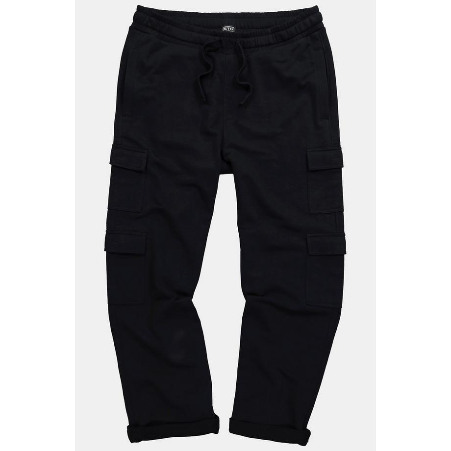 Sthuge Sweat-Cargohose Baggy Fit Elastikbund Cargotaschen  
