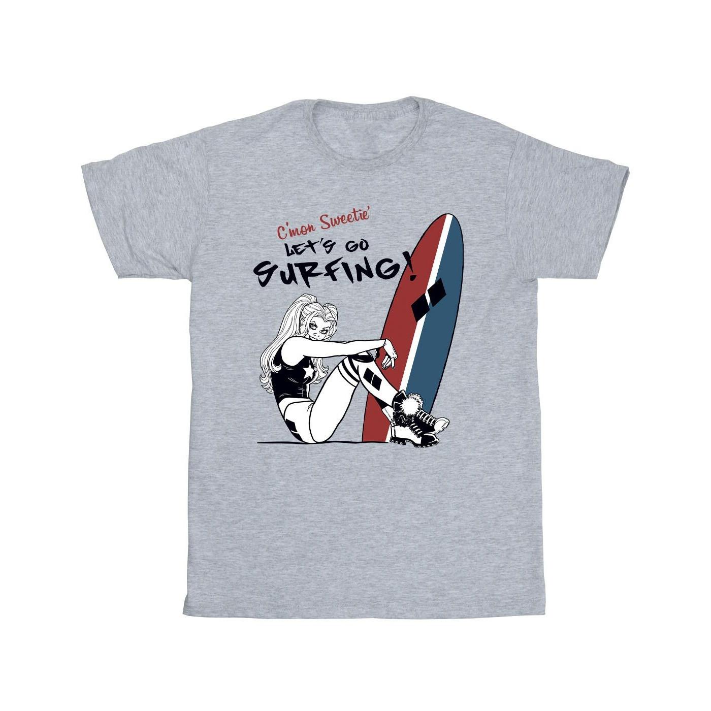 Image of Harley Quinn Let's Go Surfing Tshirt Mädchen Grau 104