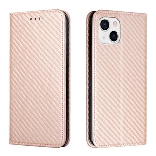 Cover-Discount  iPhone 14 Plus - Carbon Look Flip Case Cover rosa 