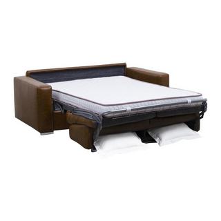 Vente-unique Canapé 3 places convertible express 100% cuir de buffle vintage caramel matelas 18cm DELECTEA II  