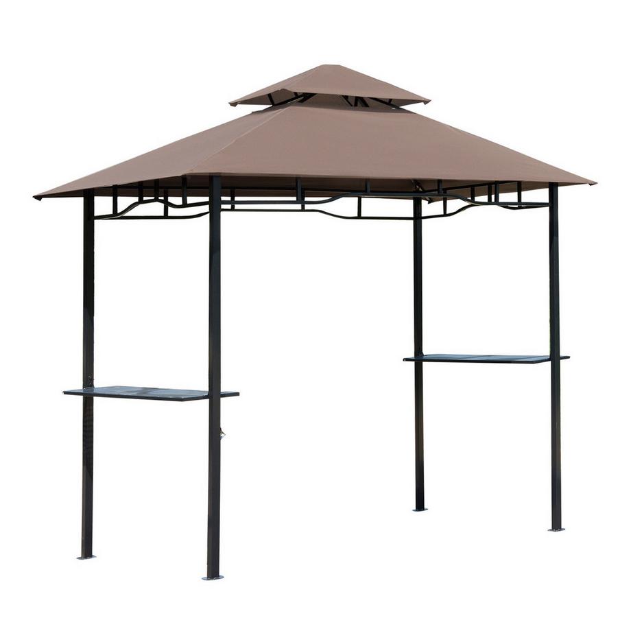 Northio Padiglione Barbecue Tenda Da Giardino Ignifuga Doppio Tetto Marrone Caffè + Nero 245X148X252Cm  