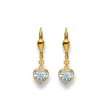 Clous d'oreilles avec des poils verni coeur or jaune 750 zircone 23mm