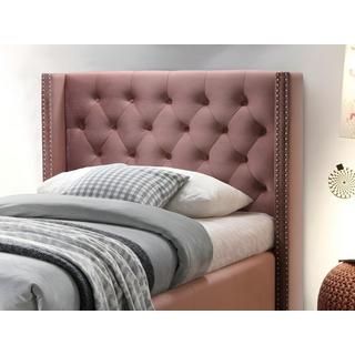 Vente-unique Letto testata capitonné - 90 x 200cm - Velluto rosa - MASSIMO  