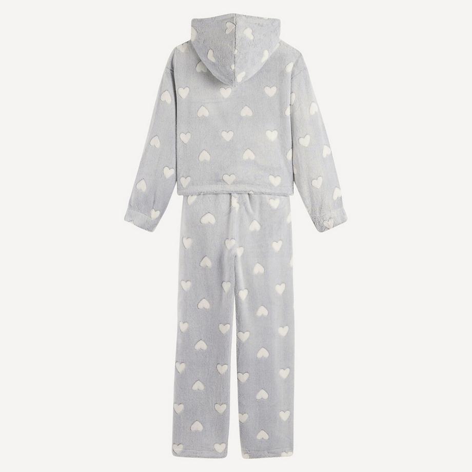 La Redoute Collections  Langärmeliger Pyjama aus Fleece mit Herzchen-Print 