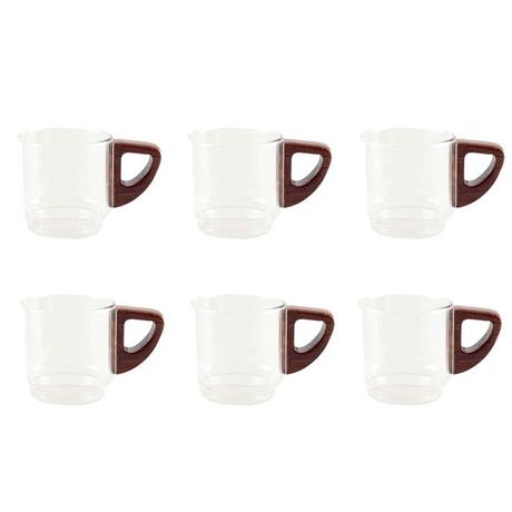 Aulica TASSES A CAFE EN VERRE AVEC ANSE EN BOIS 5.5X5.5X8.3CM - LOT DE 6  