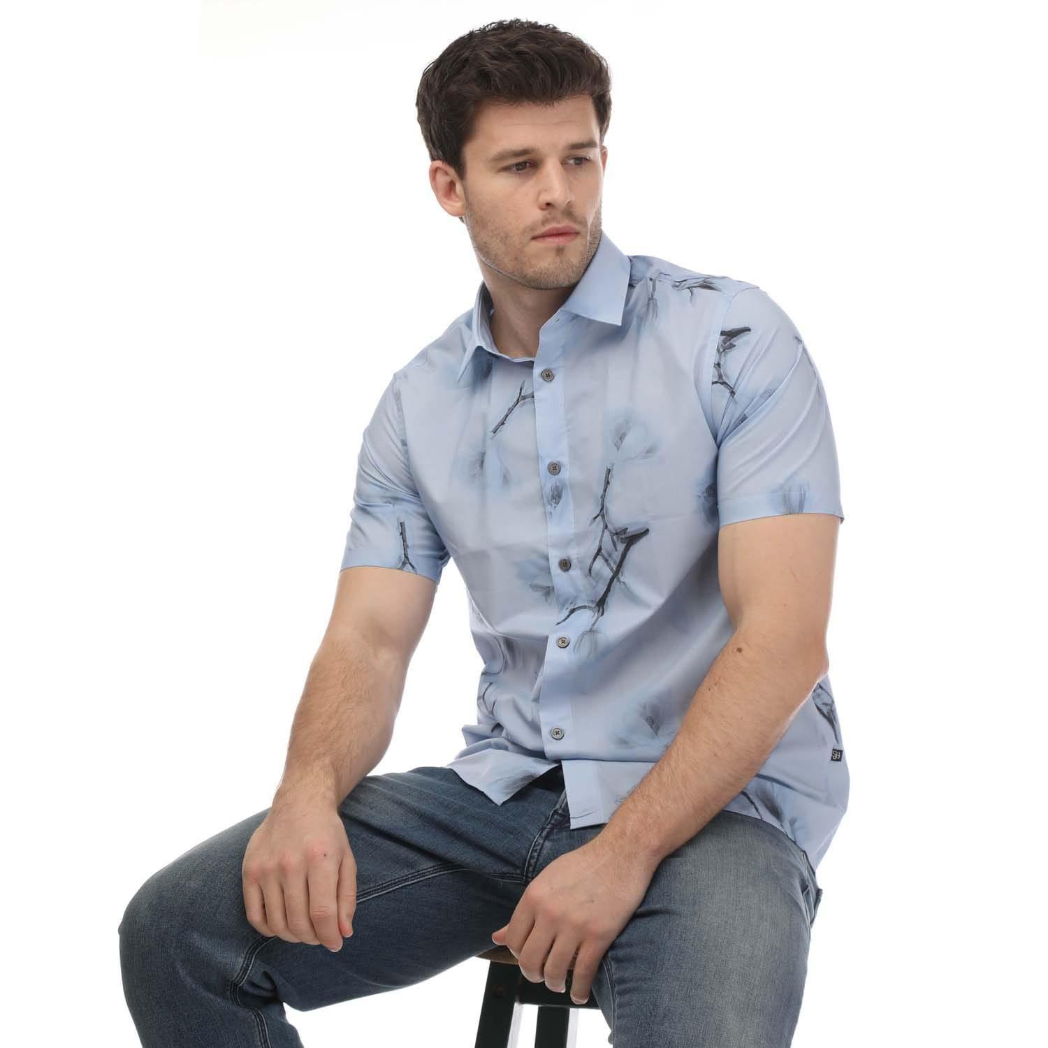 TED BAKER Lousho Blumen Kurzarm Button Down Hemd  