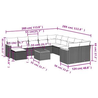 VidaXL Ensemble de canapés de jardin rotin synthétique  