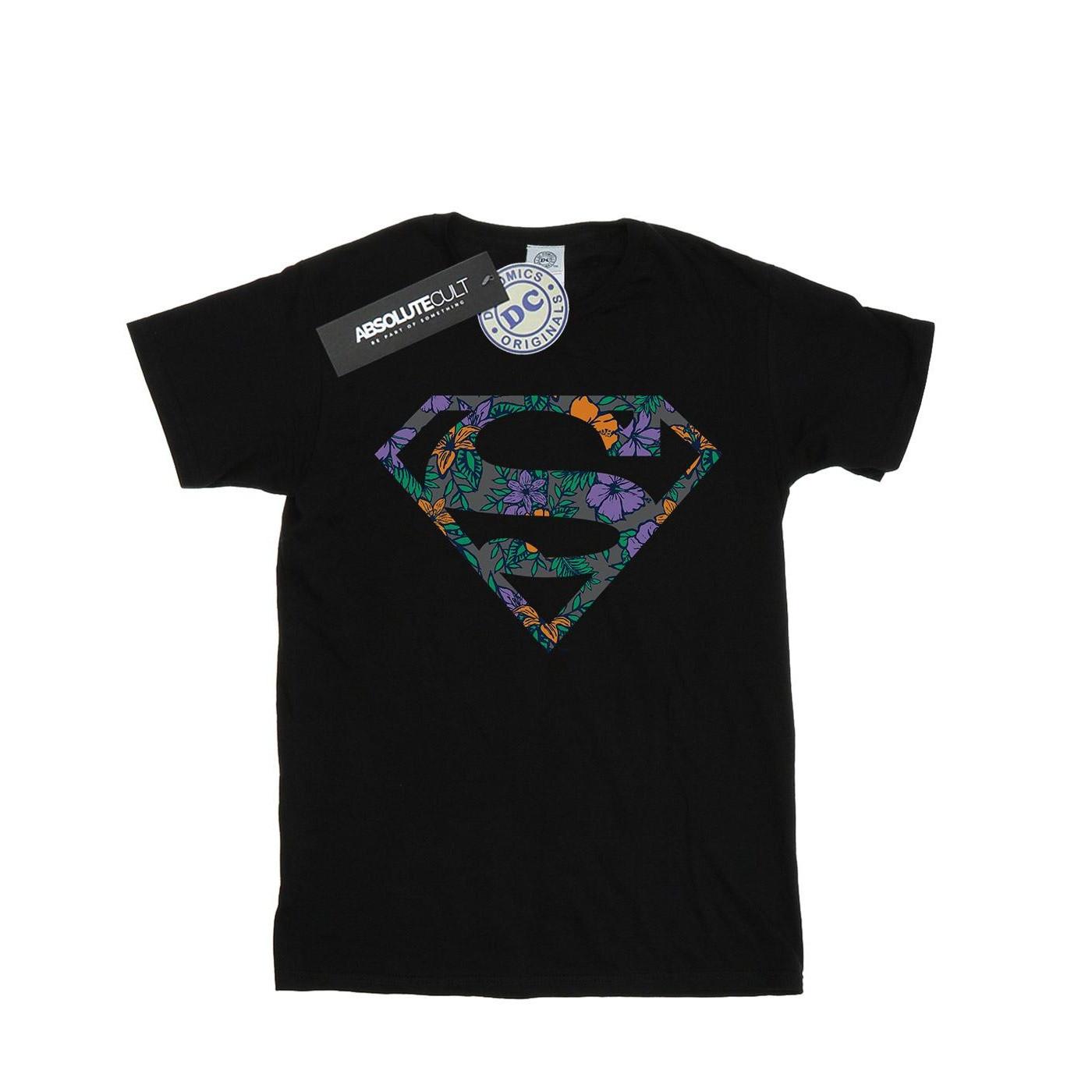 Image of Superman Floral Logo 1 Tshirt Damen Schwarz M
