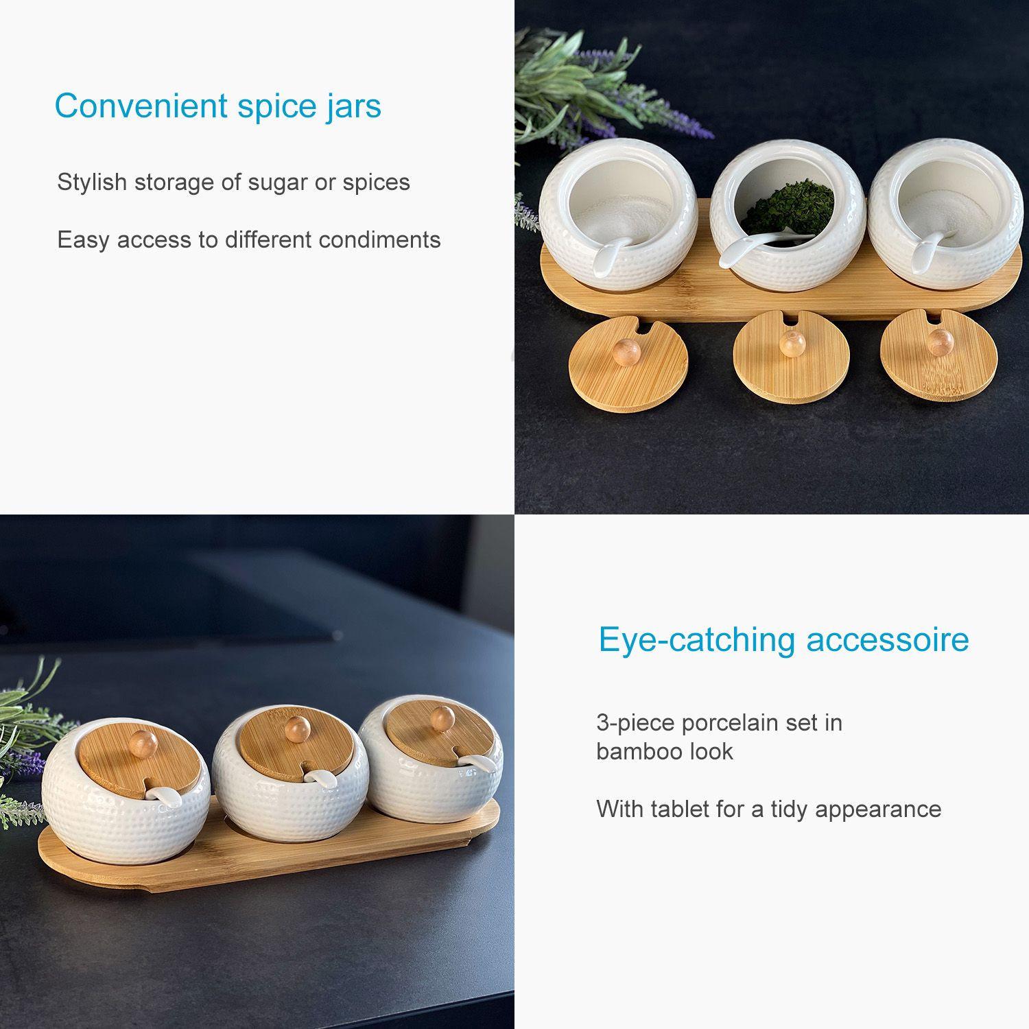 Intirilife Set di 3 barattoli porta spezie  