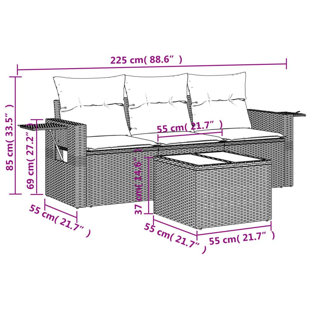 VidaXL set divano da giardino Polirattan  