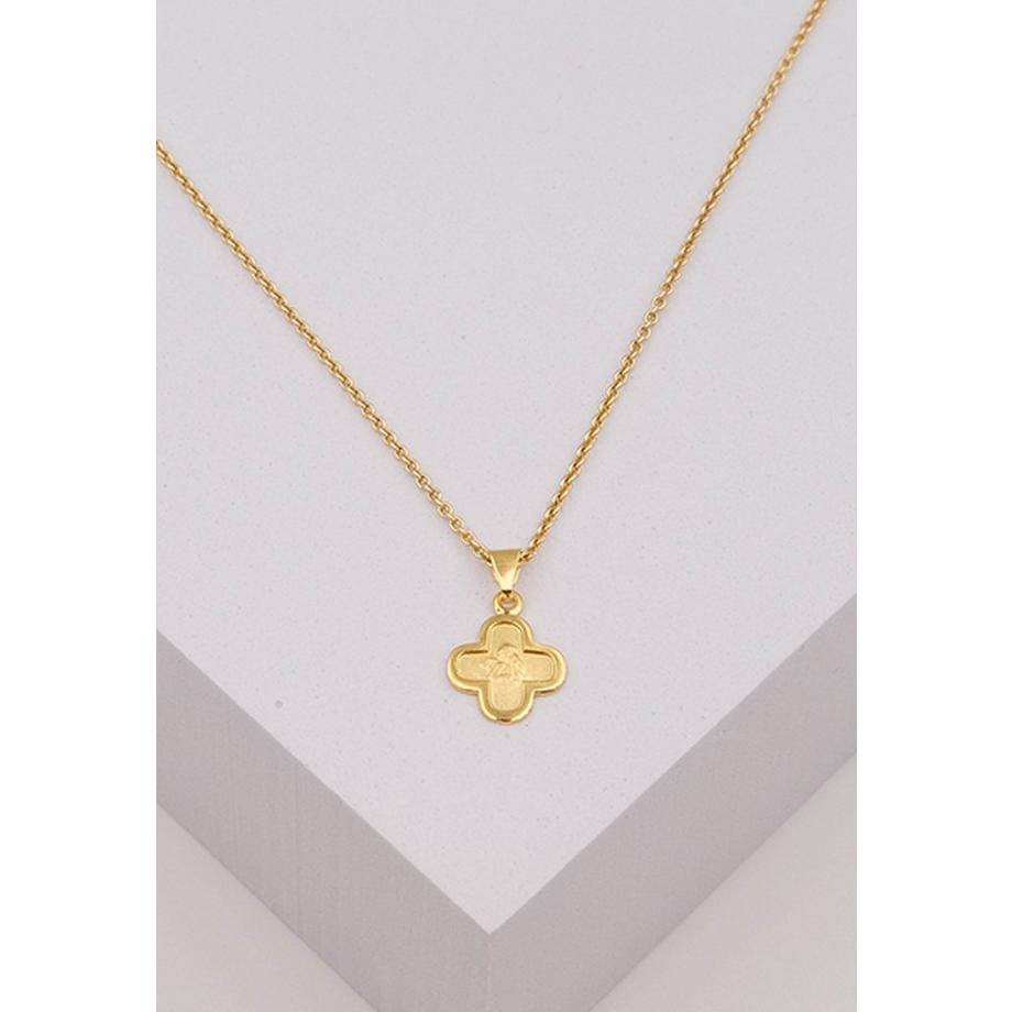 MUAU Schmuck  Engel Anhänger Gelbgold 750 Kreuz, 16x10mm 