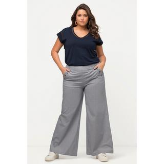 Ulla Popken  Pantalon palazzo à rayures et taille élastique, en coton bio 