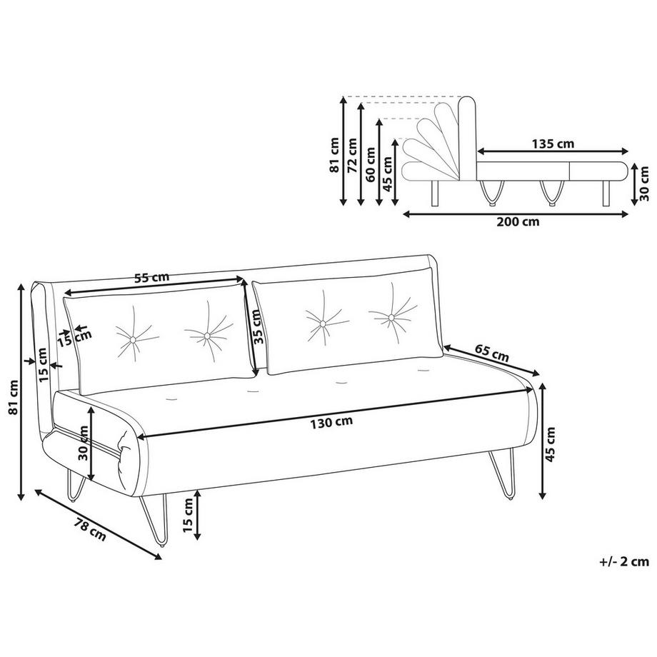 Beliani 2 Sitzer Sofa aus Stoff  VESTFOLD  