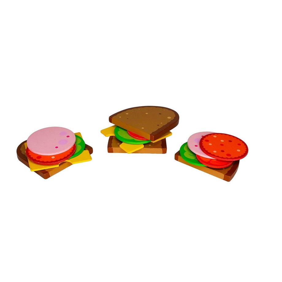 Activity-board  Accessoires de cuisine pour enfants Petits pains, tranches de pain, tranches de saucisse et tranches de fromage, avec salade et garniture de légumes, set de petits pains, pain 