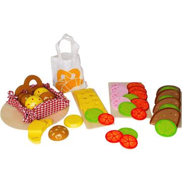 Accessoires de cuisine pour enfants Petits pains, tranches de pain, tranches de saucisse et tranches de fromage, avec salade et garniture de légumes, set de petits pains, pain