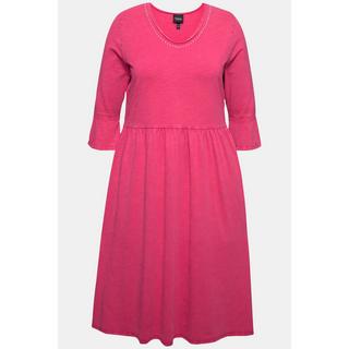 Ulla Popken  Jerseykleid, Rollkanten, A-Linie, V-Ausschnitt, 3/4-Arm 