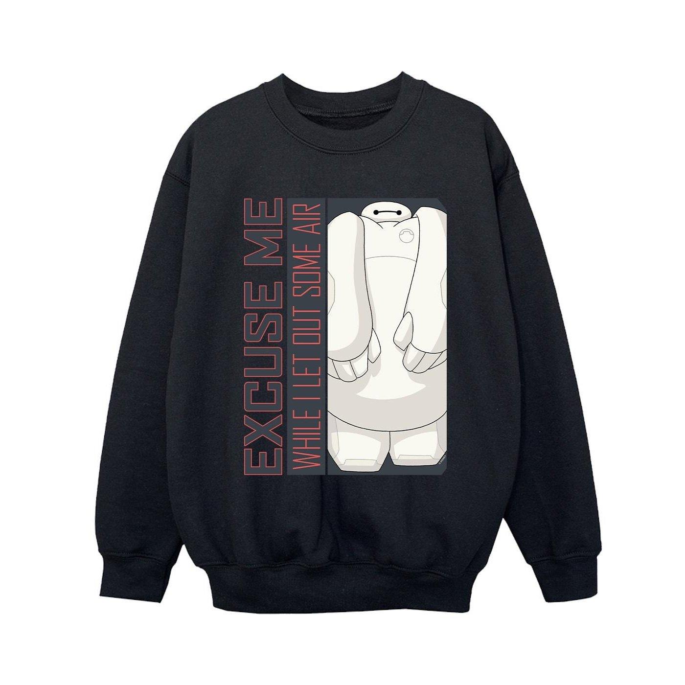 Image of Big Hero 6 Baymax Excuse Me Some Air Sweatshirt Unisex Schwarz 140/146