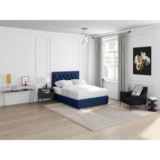 Vente-unique Letto matrimoniale con cassetti in Velluto Blu LEOPOLD  