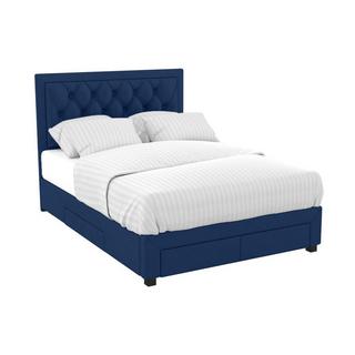 Vente-unique Letto matrimoniale con cassetti in Velluto Blu LEOPOLD  