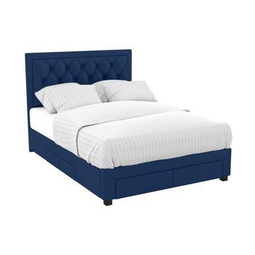 Letto matrimoniale con cassetti in Velluto Blu LEOPOLD