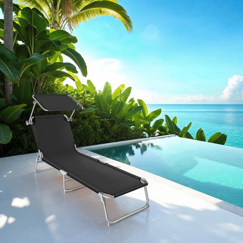 Tectake Gartenliege  klappbar stufenlos verstellbares Sonnendach  